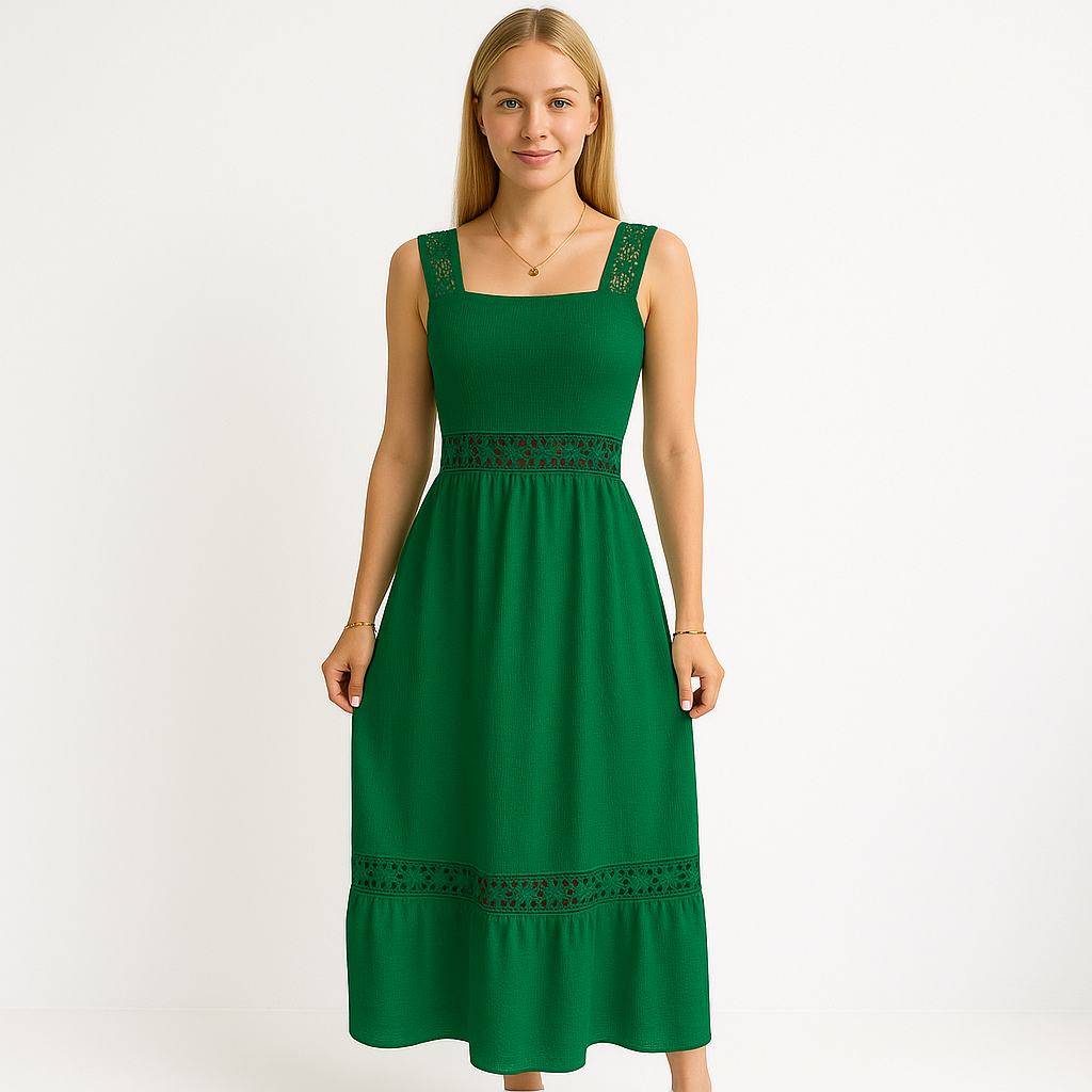 Lange Jurk Voor Dames Met Bloemenkantdetails