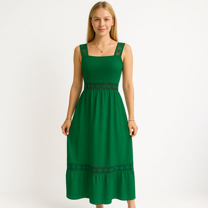 Lange Jurk Voor Dames Met Bloemenkantdetails