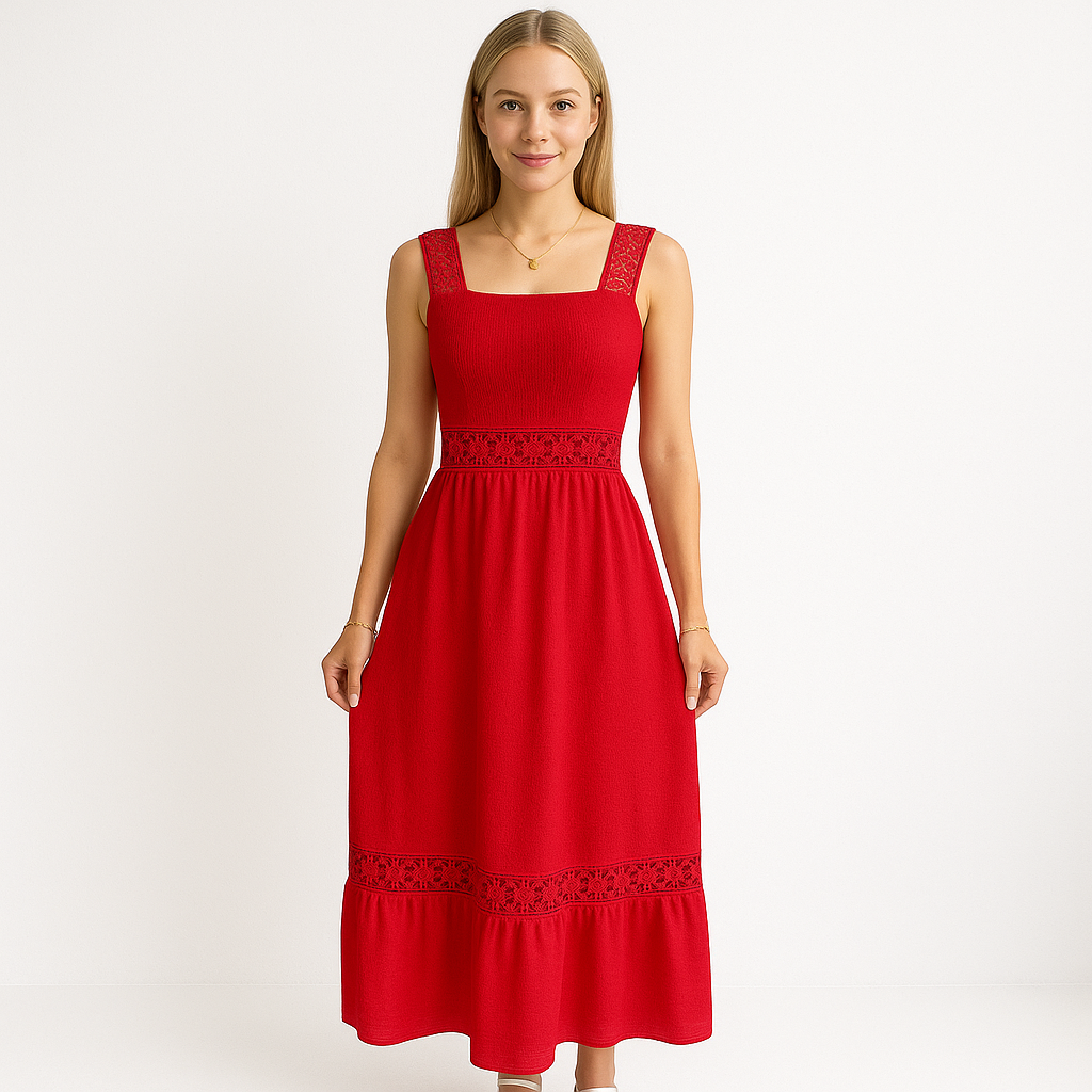 Lange Jurk Voor Dames Met Bloemenkantdetails
