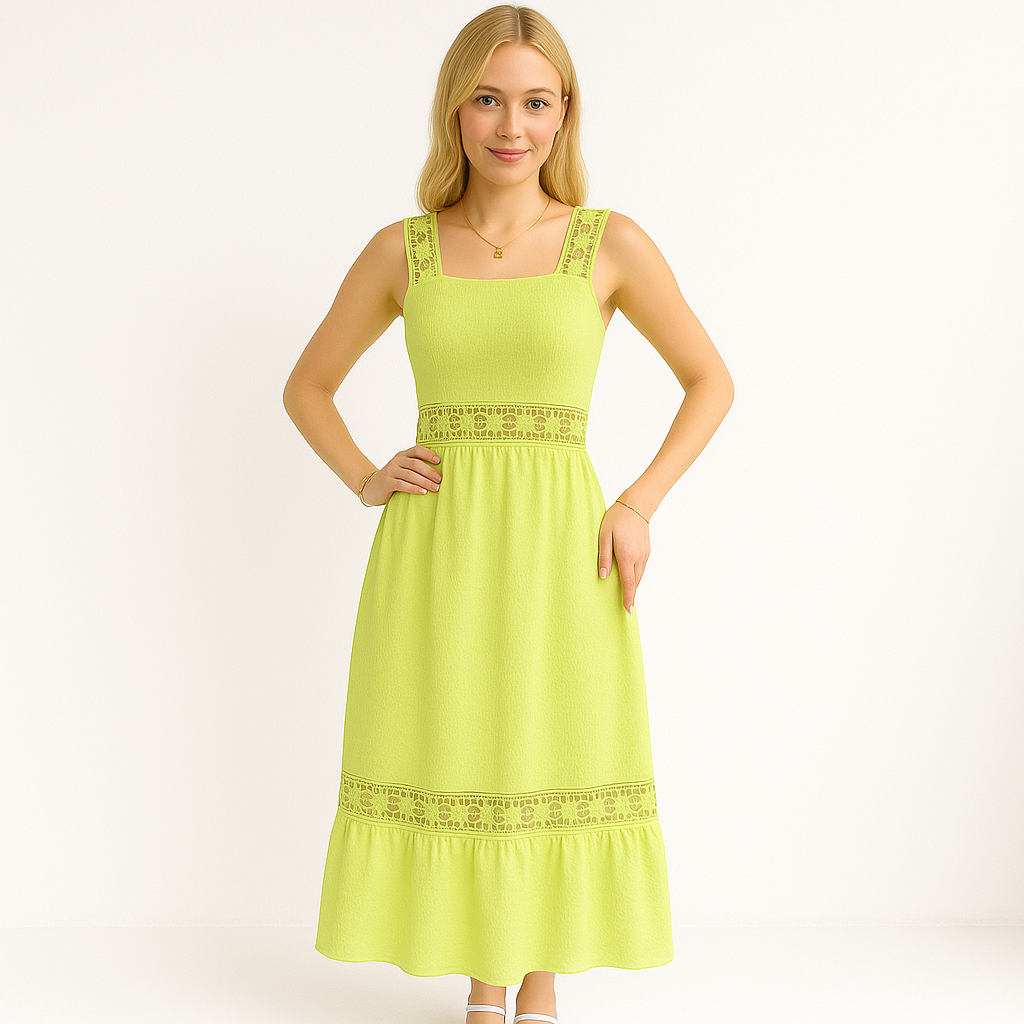 Lange Jurk Voor Dames Met Bloemenkantdetails