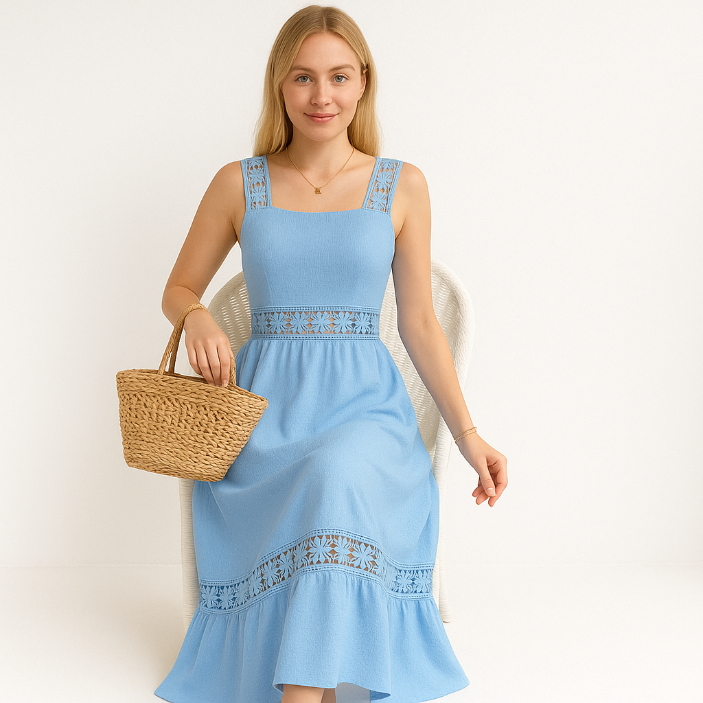 Lange Jurk Voor Dames Met Bloemenkantdetails