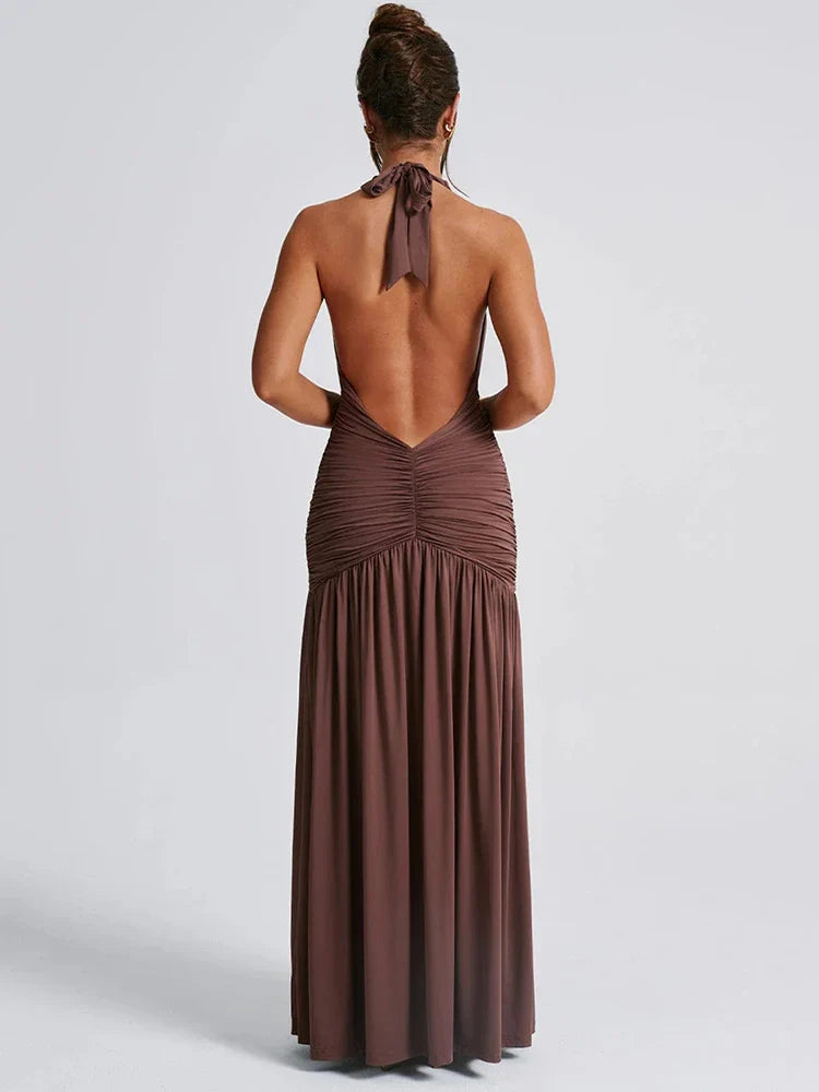 Maxi Jurk Met Zijsplit En Diepe Elegante Halslijn