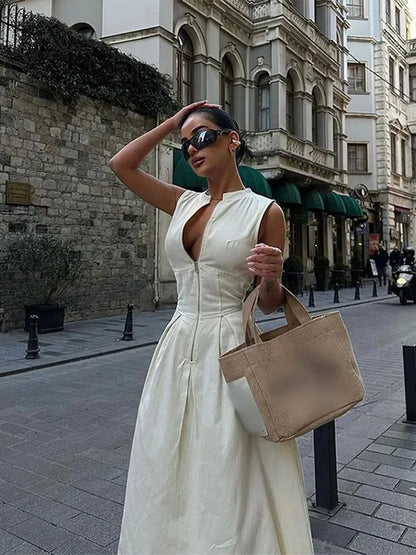 Lange Elegante Mouwloze Jurk Voor Dames
