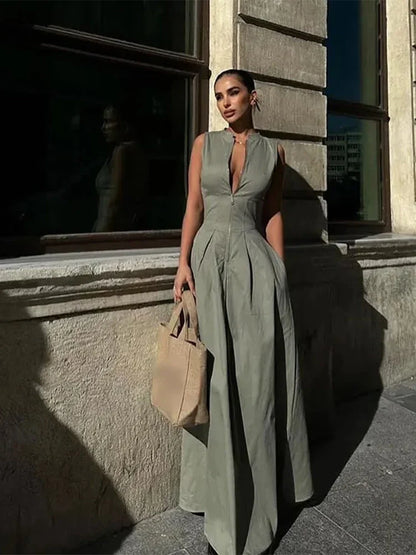Lange Elegante Mouwloze Jurk Voor Dames